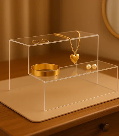 2 Kademeli Şeffaf Pleksi Merdiven Stand