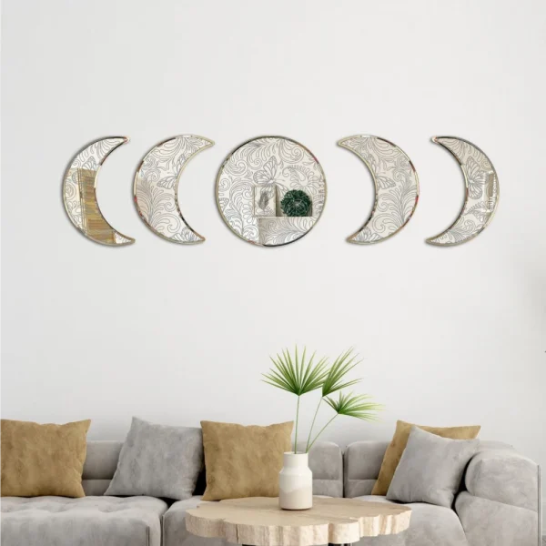 Ay Evreleri Ayna Pleksi Duvar Dekoru gold