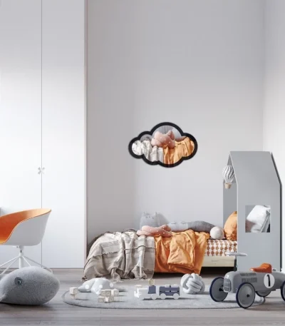 Çocuk Odası Ayna Dekor Duvar Bulut Figürü Pleksi Ayna gümüş