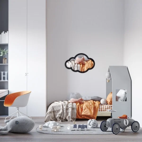 Çocuk Odası Ayna Dekor Duvar Bulut Figürü Pleksi Ayna gümüş