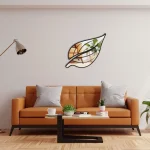 Yaprak Figürü Ayna Pleksi Duvar Dekoru gümüş