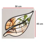 Yaprak Figürü Ayna Pleksi Duvar Dekoru gümüş 50x40