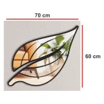 Yaprak Figürü Ayna Pleksi Duvar Dekoru gümüş 70x60