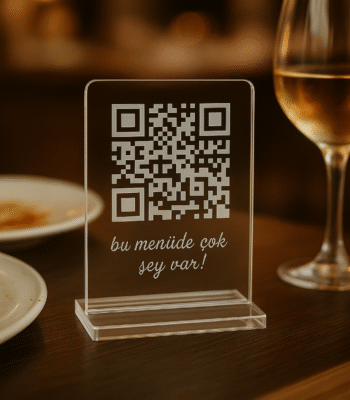 Şeffaf Pleksi QR kod restoran cafe
