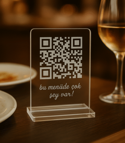 Şeffaf Pleksi QR kod restoran cafe